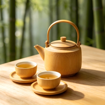 整套竹制提梁茶具套装