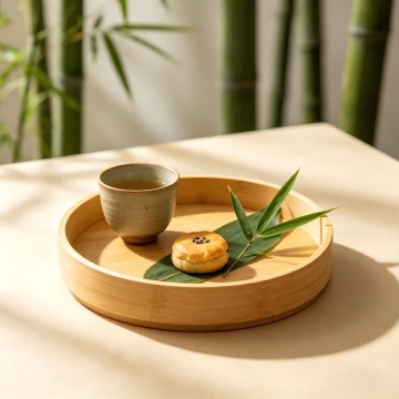 圆形竹制点心果盘